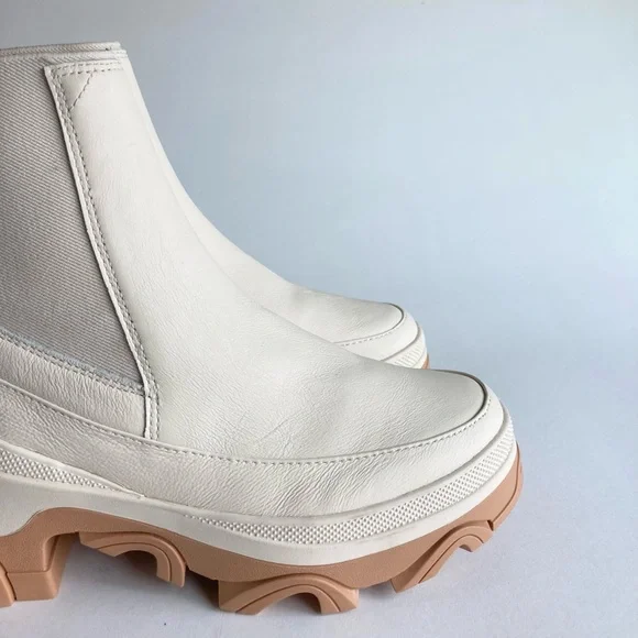 New Sorel Natural Seasalt Waterproof Leather Lug Outsole Chelsea Boots size 7.5 - Picture 4 of 14